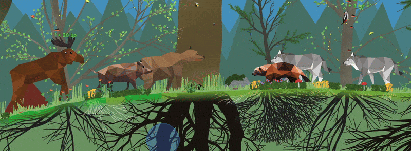 A diverse forest ecosystem thriving in PolyPine