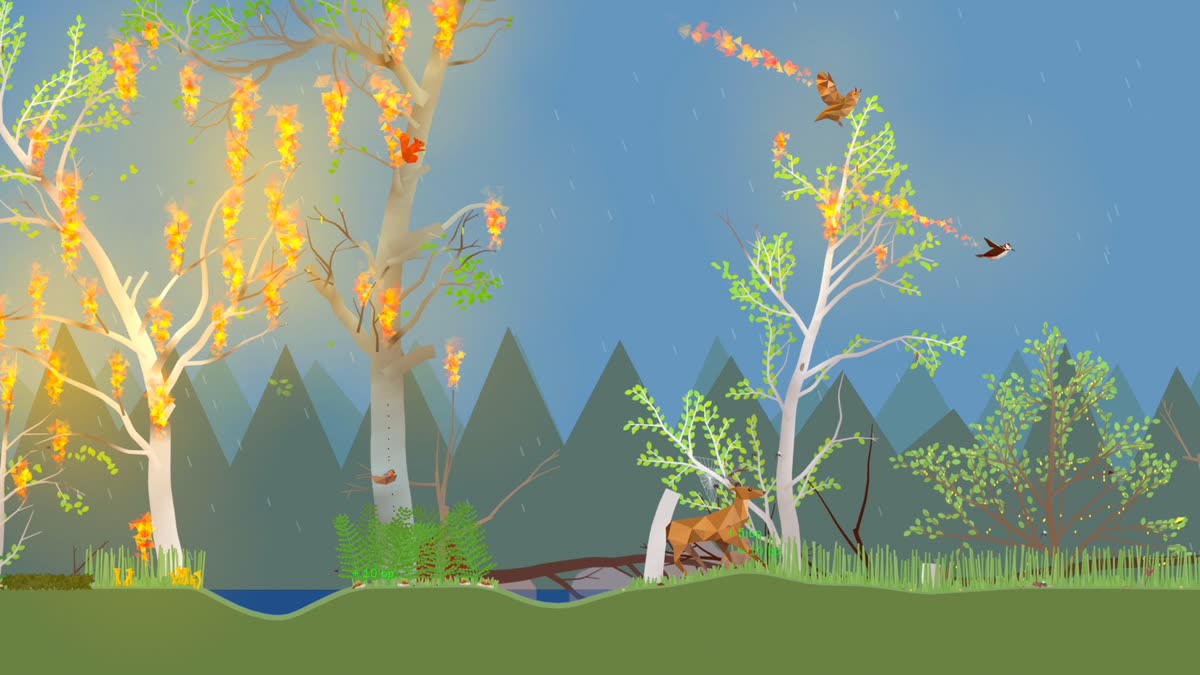 A wildfire affecting a PolyPine forest