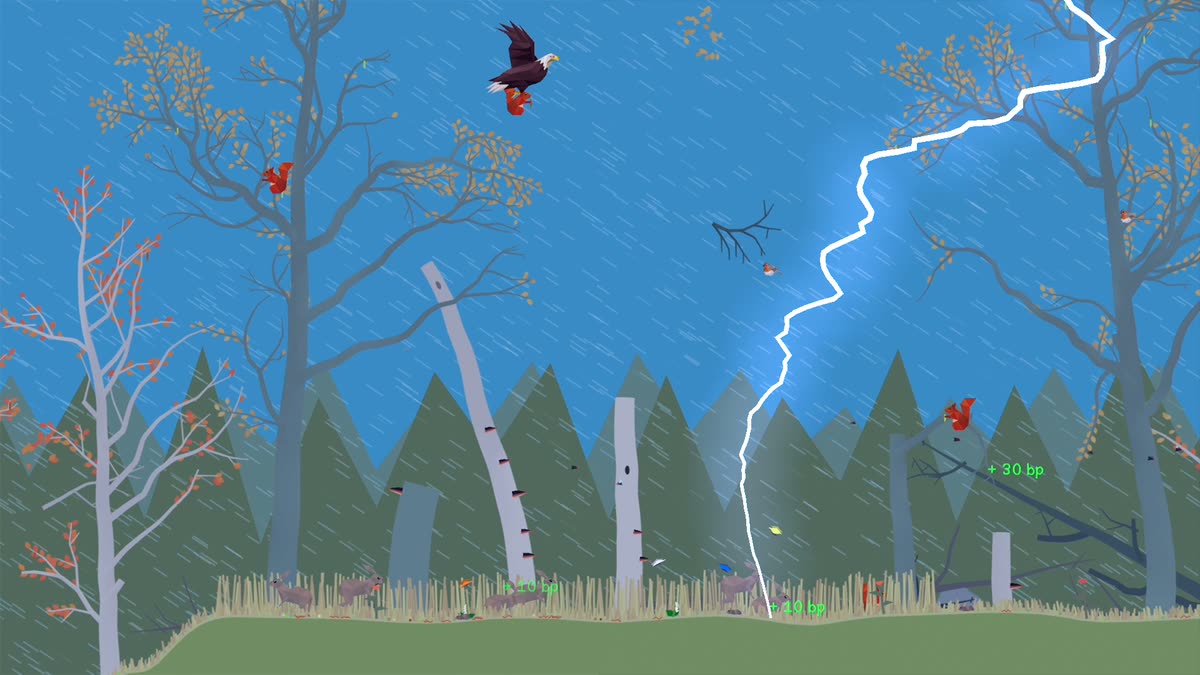 A storm passing over a PolyPine forest