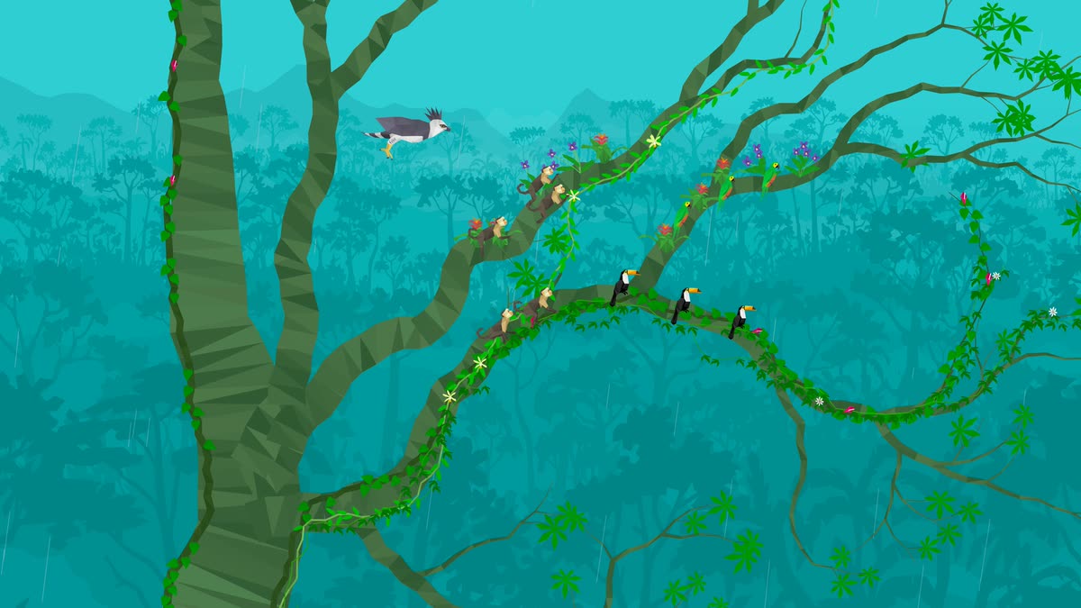 A harpy eagle above the rainforest canopy