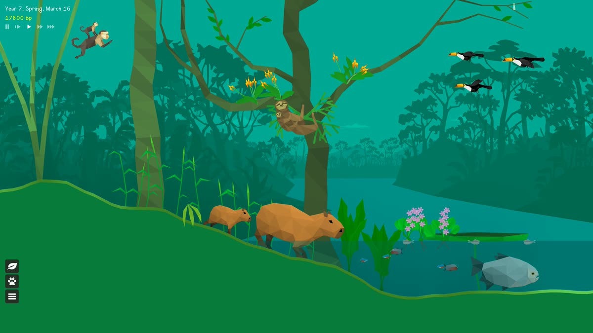 A capybara and baby in the rainforest